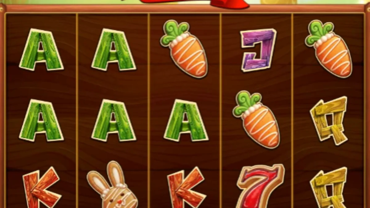 Golden Egg Hunt slot gameplay showing spring meadow theme