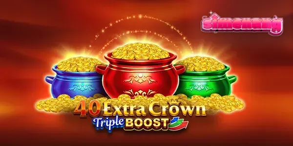 Tampilan antarmuka seluler 40 Extra Crown Triple Boost Golden Coins Link dengan simbol buah-buahan yang cerah.